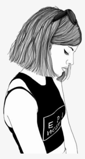 Resultado De Imagen Para Dibujos Tristes A Lapiz Tumblr - Girl Drawing Short Hair #3334275