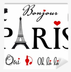 Paris With Eiffel Tower, Vector Set Wall Mural • Pixers® - Paris Word #3335149