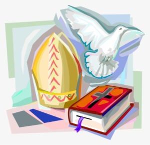 Vector Illustration Of Bible Holy Book, Dove And Papal - Sacrament Of Confirmation Summary #3335154