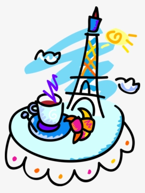 Vector Illustration Of Coffee At Outdoor Parisian Café - Clip Art French Cafe #3335276