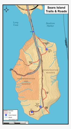 Sears Island Trails And Roads - Sears Island Maine Trail Map - Free ...