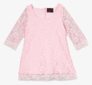Light Pink Lace Overlay Girls Dress - Dress #3337410