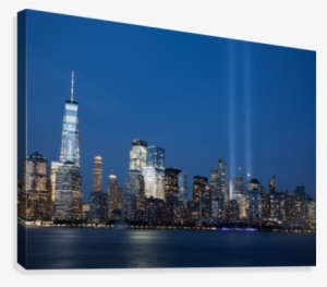 911 Memorial Lights Nyc Skyline Canvas Print - 911 Memorial #3338552
