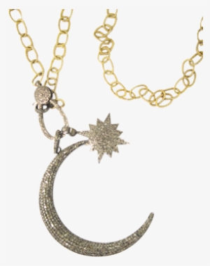 Chain Link Necklace With Diamond Celestial Pendant - Necklace #3342756