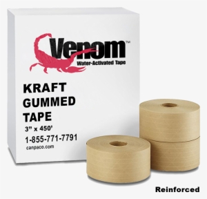 3" X 450' Venom Gummed Tape - Intertape Kraft Reinforced Paper Tape - (krpti-0300-006-500-k) #3343096