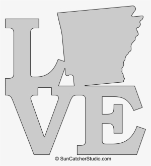 Arkansas Love Map Outline Scroll Saw Pattern Shape - Stencil #3355492