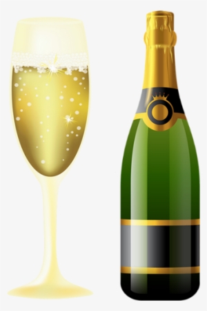 Bouteille Et Flûte De Champagne - Wine And Glass Png #3365902