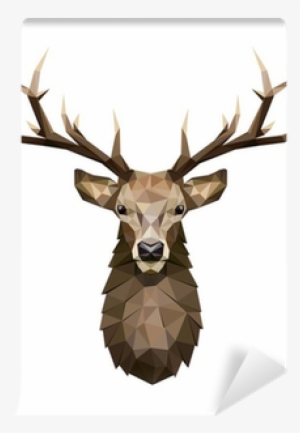 Deer Polygonal Illustration - Naklejki Na Ścianę Jeleń #3366133
