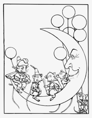 Medium Image - Moon With Mouse Clipart Black And White #3367716