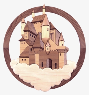 Intarsia Woodworking Pattern Of A Fantasy Castle Sitting - Intarsia #3371575