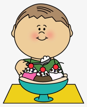 Banana Split Clipart Chocolate Banana - Boy Eating Ice Cream Clipart #3372710