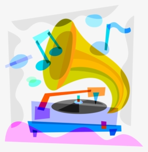 Vector Illustration Of Gramophone Phonograph Record - Phonograph Record #3379623