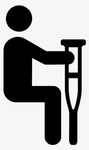 Sitting Man With Crutches Vector - Piktogramm Krücke #3381823