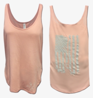 Ladies Flowy Tank With Distressed American Flag - Flag Of The United States #3384197