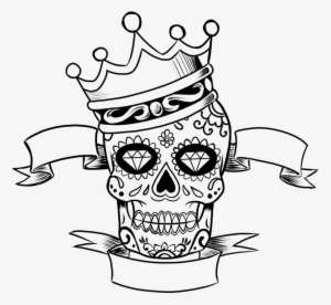 Skull Day Of The Dead Tattoo Free - Sugar Skull With Crown #3385444