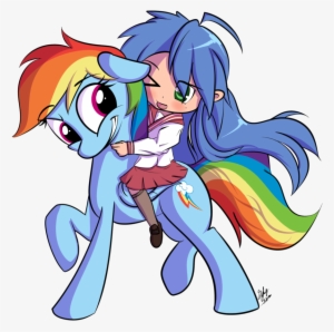Squiby-327, Clothes, Crossover, Hug, Human, Izumi Konata, - Konata On Rainbow Dash #3385586