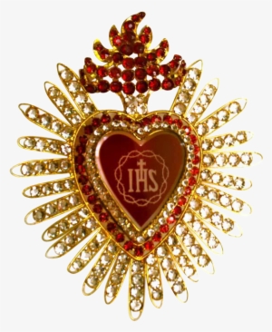 Large Antique Nineteenth Century Sacred Heart Candle - Jesus Heart With Crown Transparent #3387489