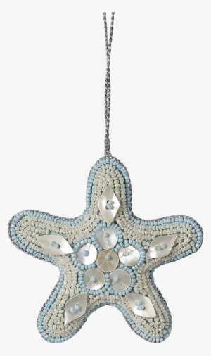 Bead And Mother Of Pearl Ornament, 4" Starfish Blue #3392996