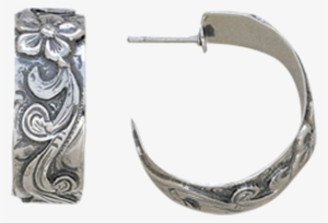 Vendor-unknown Collections Sterling Silver Floral Pattern - Vogt Silversmiths Scroll Women's Western Hoop Earrings #3394686