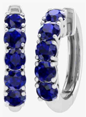 70 Carat Hoop Earrings With Prong Set Blue Sapphire - Women's Bonprix Two Ring Earrings Gold Metallic (size), #3394922