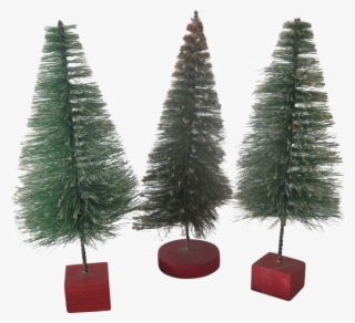 Set Of Three Vintage Miniature Bottle Brush Christmas - Christmas Tree #3398695