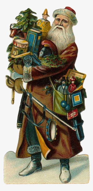 Vintage Victorian Christmas Die Cut Clip Art - Victorian Father Christmas Png #3398717