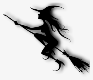 Halloween - Transparent Png Witch On A Broom Silhouette #3399049