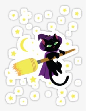 Flying Witch Cat Sticker - Cartoon #3399195 Flying Witch Cat Sticker - Cartoon #3399195