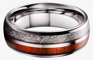 King Will Meteor™ Imitated Meteorite & Wood Inlay With - Titanium Ring #340454