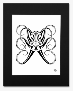 Octopus Wall Art Print Tribal Black And White Abstract - Art #344524