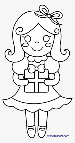Christmas Or Birthday Girl Line Art - Line Art #3403193