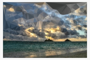 Low Poly Distant Beach Sunrise Png Black And White - Low Poly Beach #3404146
