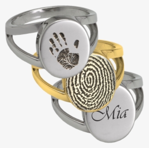 Personalized V Ring - Fingerprint Oval "v" Ring #3406042