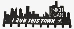 Detroit Michigan I Run This Town Medal Holder - Detroit Skyline #3409408