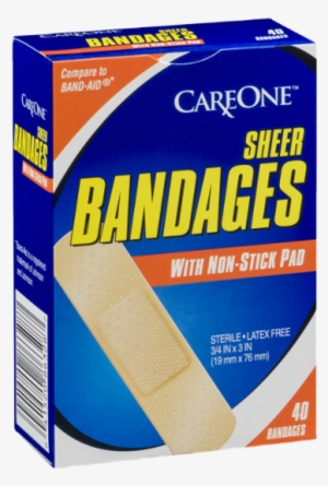 Careone Sheer Bandages With Non-stick Pad - 40 Ct #3411967