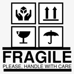 Small - Fragile Handle With Care Black And White - Free Transparent PNG ...