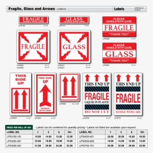 Fragile, Glass And Arrows - Staples This Side Up Fragile Label 4" X 6" (dl1550), #3412949