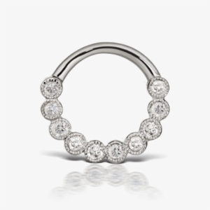 16g 3/8" Diamond Scalloped Edge Horizontal Eternity - Cubic Zirconia #3415503