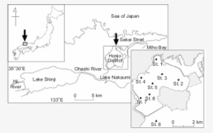 Map Of The Lake Shinji, Ohashi River, And Lake Nakaumi - Nakaumi #3420598