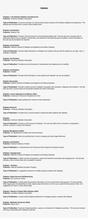 Diagnosis And Health Conditions List Diabetes Diabetes - Document #3420671