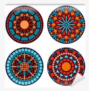 Colorful Circle Floral Ethnic Mandalas Set In Blue - Euclidean Vector #3421237