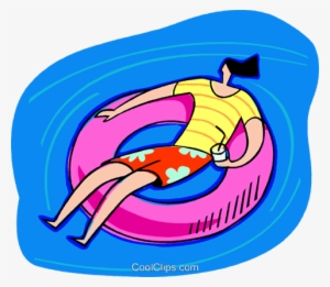 Floating In Pool In A Inner Tube Royalty Free Vector - Swimming Pool #3421286