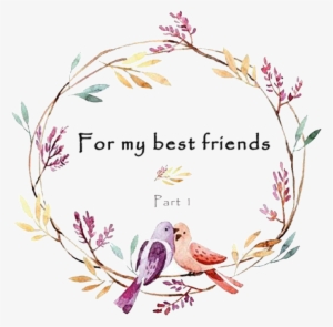 Warm Couple Bird Hand Drawn Wreath Decorative Element - 圓 形 背景 卡通 #3421379