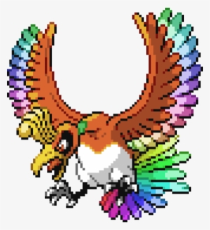 Ho-oh With Rainbow Wings - Pokemon Ho Oh Pixel Art #3422489