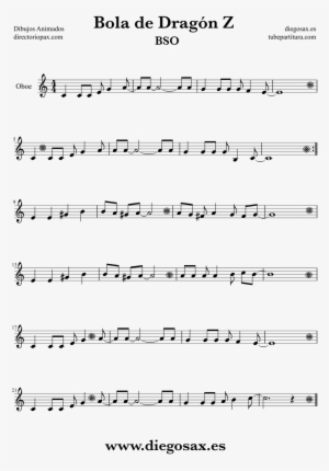 Partitura Del Opening De Bola Dragón Z Para Oboe Dibujos - Dragon Ball Trumpet Sheet Music #3423112