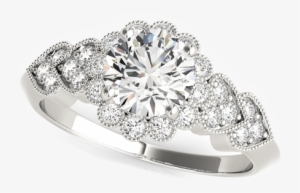 Bridal Collection - 1 1/6 Ct Tw Halo Round Antique Style Engagement Ring #3425965