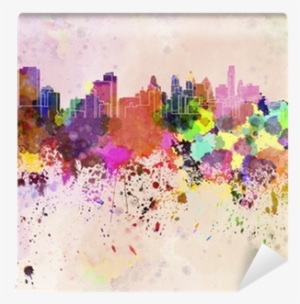 Philadelphia Skyline In Watercolor Background Wall - Philadelphia Skyline Watercolor #3426605