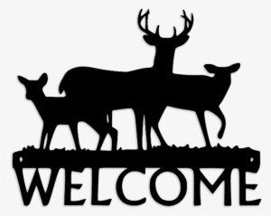 Buck With 2 Doe - Metal Cat Welcome Sign #3428394