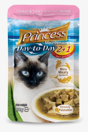Day To Day Pouches Chicken And Tuna In Gravy With Shrimps - Princess Cat Food Pouch #3433058
