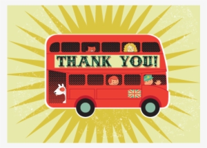 Red Bus Thank You Greetings Card - Thank You On A Bus #3435600
